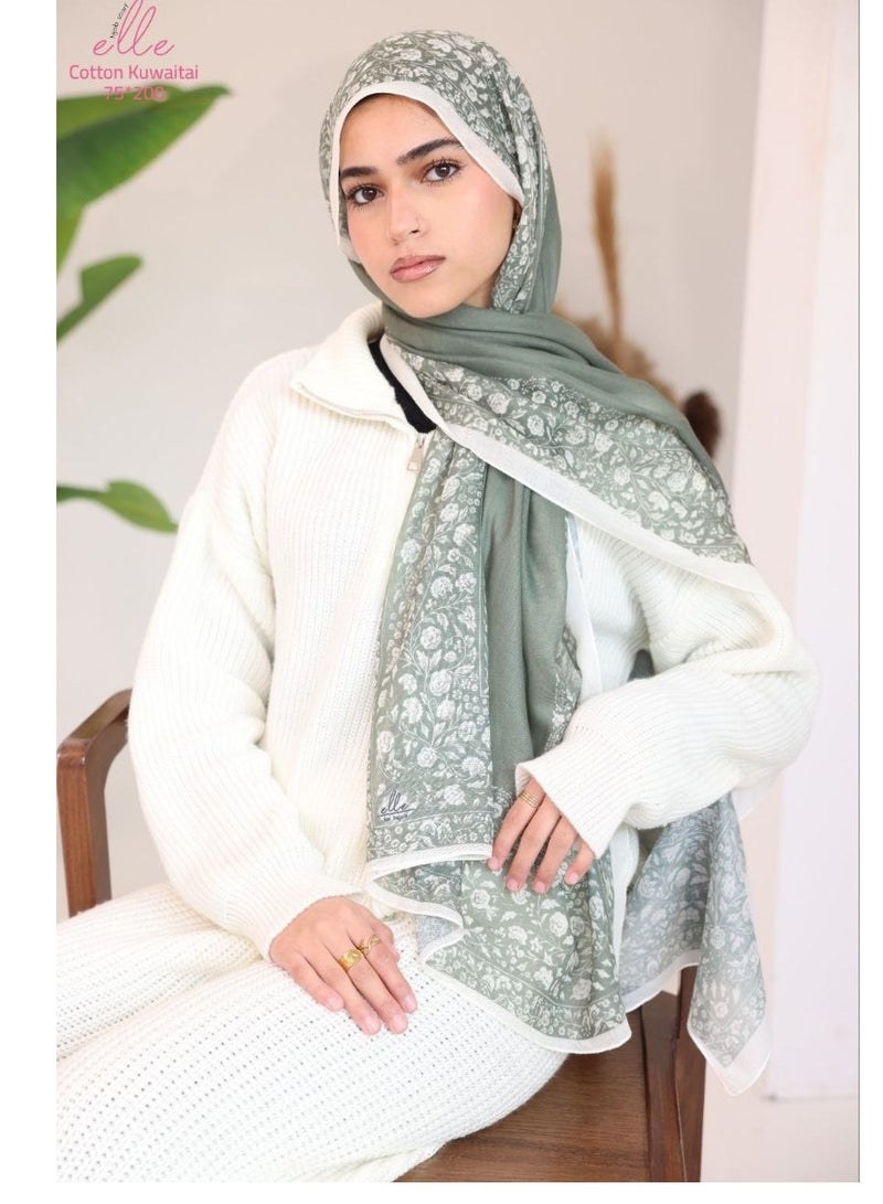 ELLE Luxury Veil Cotton Islamic Hijab for Women for Occasions and Regular Days - Size (200cm x 75cm) - Image 2