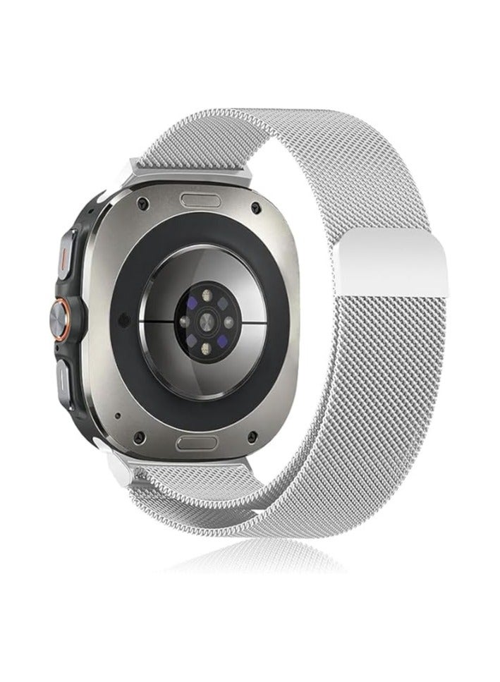 Compatible with Galaxy Watch Ultra Bands,Magnetic Metal Wistband Stainless Steel Mesh Milanesse Loop Magnet Clasp Replacement Strap for Samsung Galaxy Watch 7 Ultra Band 47mm Men Women (Silver)