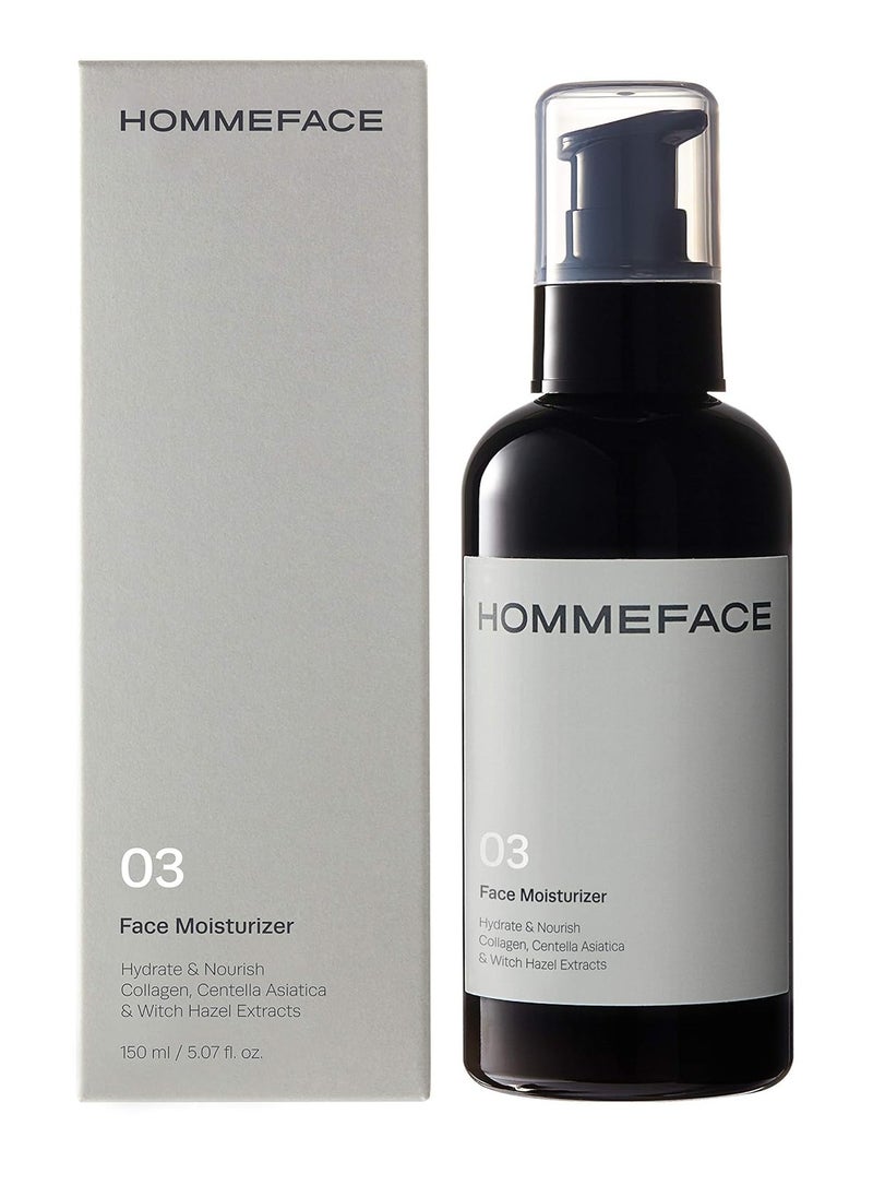 HOMMEFACE HommeFace Men’s Daily Face Moisturizer, 5.07 fl. oz. - Hydrating & Nourishing Facial Lotion for Men with Collagen, Witch Hazel & Cica Extracts, Lightweight, Alcohol-Free  - Image 1