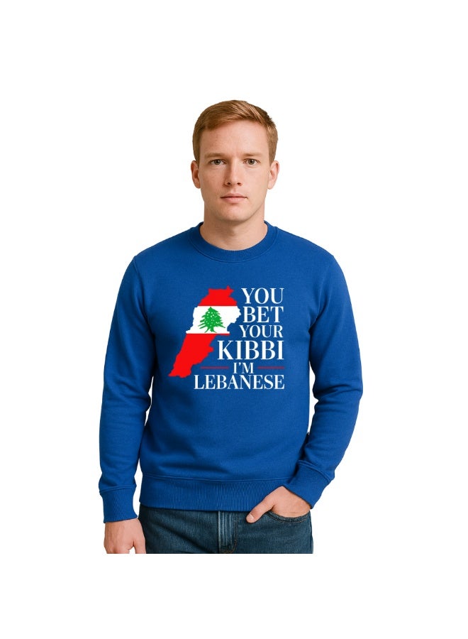 PRINTSHOP4ME Lebanon Men’s Sweatshirt–Long Sleeve Cotton Pullover With Lebanese Flag Image And Slogan Print–Comfortable&Stylish For Travel,Outdoor Use And Casual Wear  - Image 1