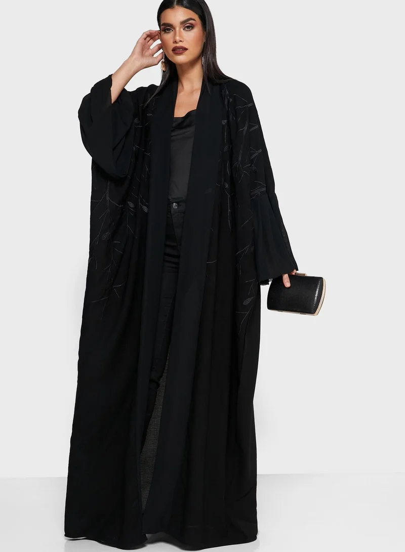 hayas closet Pleated Sleeves Abaya