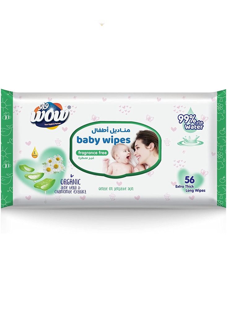 WOW Baby Fragrance free Wipes 56 sheets - Image 1