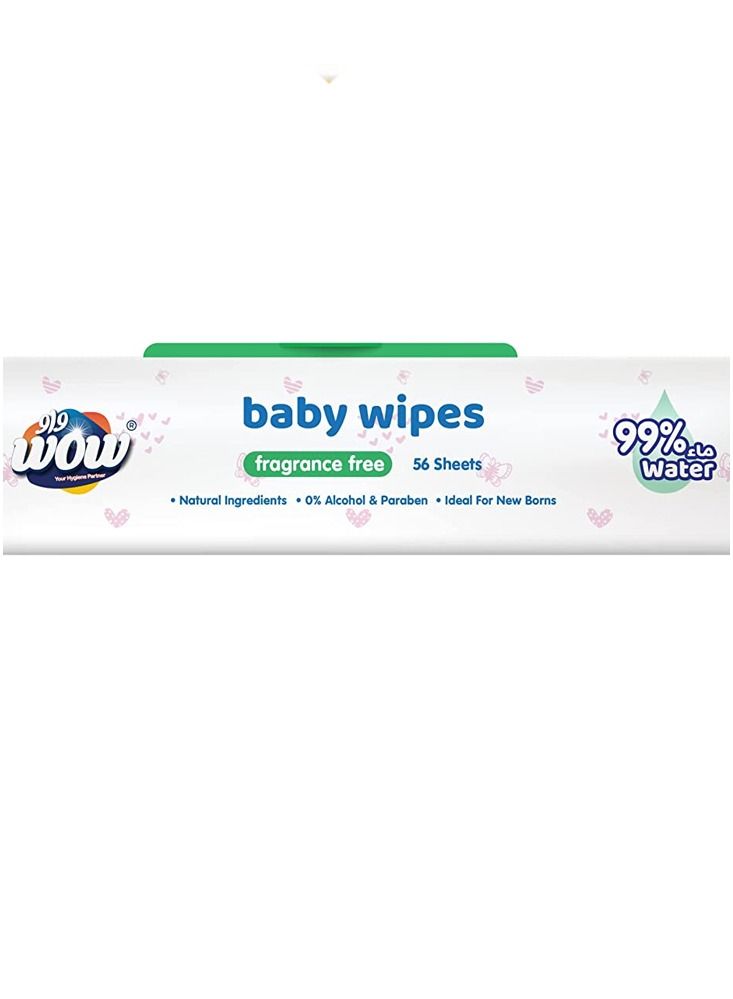 WOW Baby Fragrance free Wipes 56 sheets - Image 2