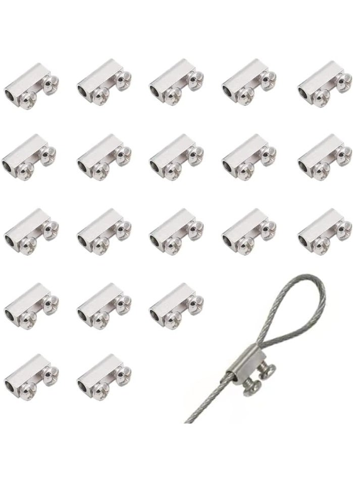 andefu 20pcs جديد ترقية الصلب سلك حبل كابل المشبك / ثقب مزدوج الفولاذ المقاوم للصدأ (3.0MM خط ثقب) - Image 1