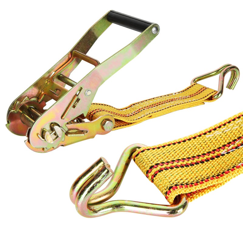HNBun HUBun4 Pack Ratchet Tie Down Straps, 2" x 20 Feet, 8,000 lbs Break Strength, Heavy Duty Cargo Lashing Straps with Double J Hooks for Trucks, Trailers, and Moving - Image 3