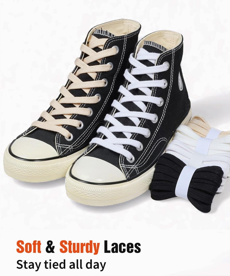 Handshop رباط أحذية هاندشوب عريض مسطح رياضي 5/16" (زوجين) - أربطة أحذية لاستبدال الأحذية الرياضية والأحذية العادية بيج 55 بوصة (140 سم) - Image 3