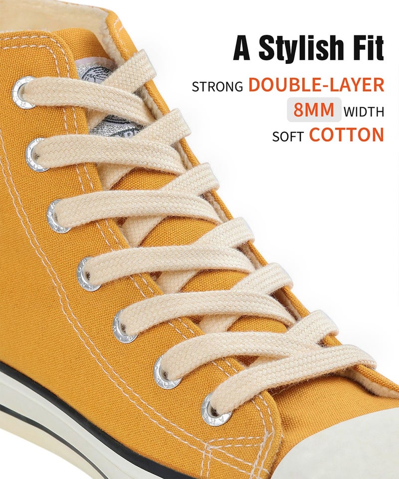 Handshop رباط أحذية هاندشوب عريض مسطح رياضي 5/16" (زوجين) - أربطة أحذية لاستبدال الأحذية الرياضية والأحذية العادية بيج 55 بوصة (140 سم) - Image 2