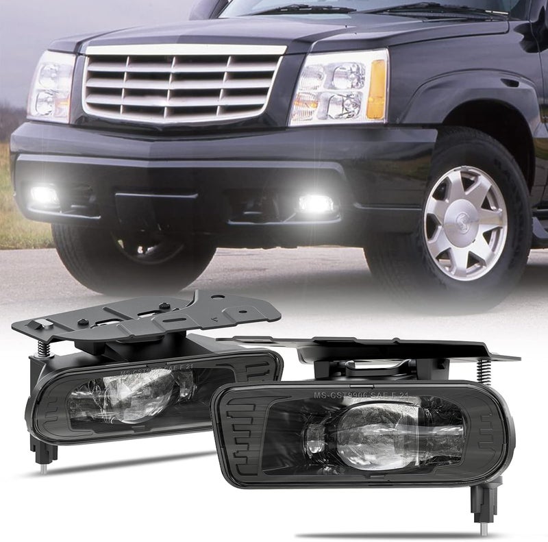BICYACO LED Fog Lights Assembly Fog Lamps Replacement Compatible with 2002 2003 2004 2005 2006 Cadillac Escalade 02 03 04 05 06 Escalade EXT 2003-2006 Escalade ESV- Clear Lens - Image 1