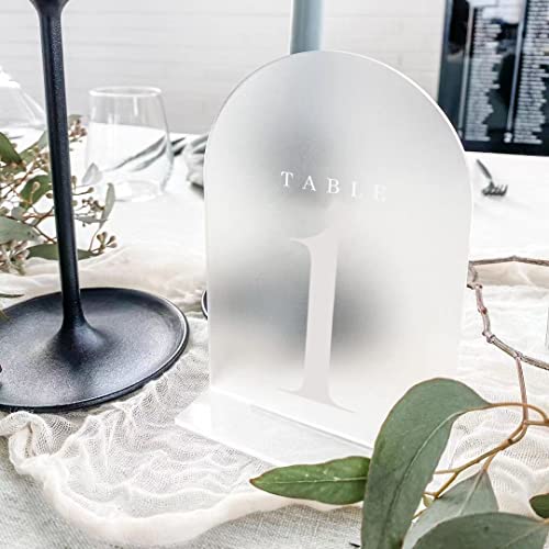 JINMURY Frosted Arch Table Numbers for Wedding Reception, 10 Pack 5x7" Frosted Arch Acrylic Signs with Holder Acrylic Table Numbers 1-10, Perfect for Centerpiece Wedding Reception - Image 3