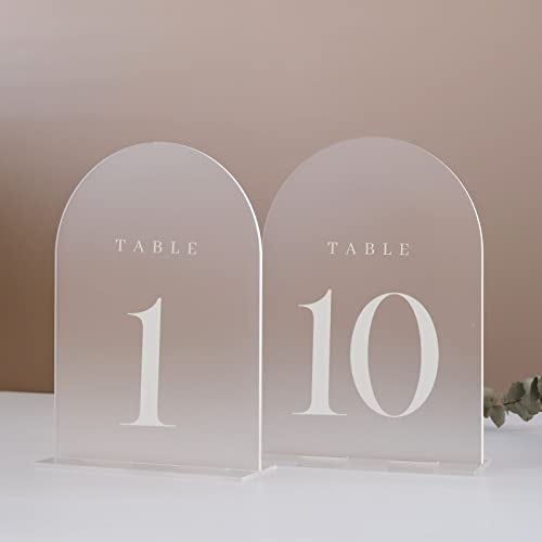 JINMURY Frosted Arch Table Numbers for Wedding Reception, 10 Pack 5x7" Frosted Arch Acrylic Signs with Holder Acrylic Table Numbers 1-10, Perfect for Centerpiece Wedding Reception - Image 1