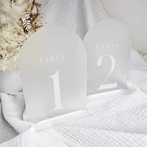 JINMURY Frosted Arch Table Numbers for Wedding Reception, 10 Pack 5x7" Frosted Arch Acrylic Signs with Holder Acrylic Table Numbers 1-10, Perfect for Centerpiece Wedding Reception - Image 2