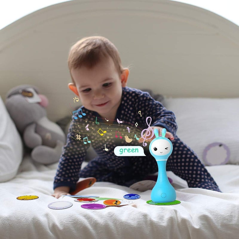 alilo Bunny Baby Rattle Shaker and Teether Toys,Electronic Rattle Infants Toy,9 Kinds of Color Learning and Educational Toys with Music & Light for 0-6-12 Months, Gift for Newborns Girls Boys Toddlers - Image 5