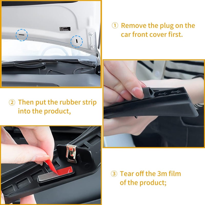 KUNIST Front Hood Weather Strip Rubber Seal Protector for Tesla Model 3 (2017-2023) - Image 5