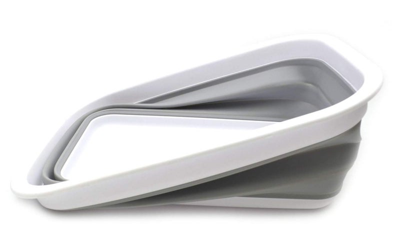 SAMMART 9.2L (2.37Gallon) Collapsible Wash Basin - Foldable Outdoor Picnic Basket - Portable Plastic Tub - Space Saving Storage Container with Size : 15.3 x 11.2 x 5.5/1.5" (M, Gray) - Image 5