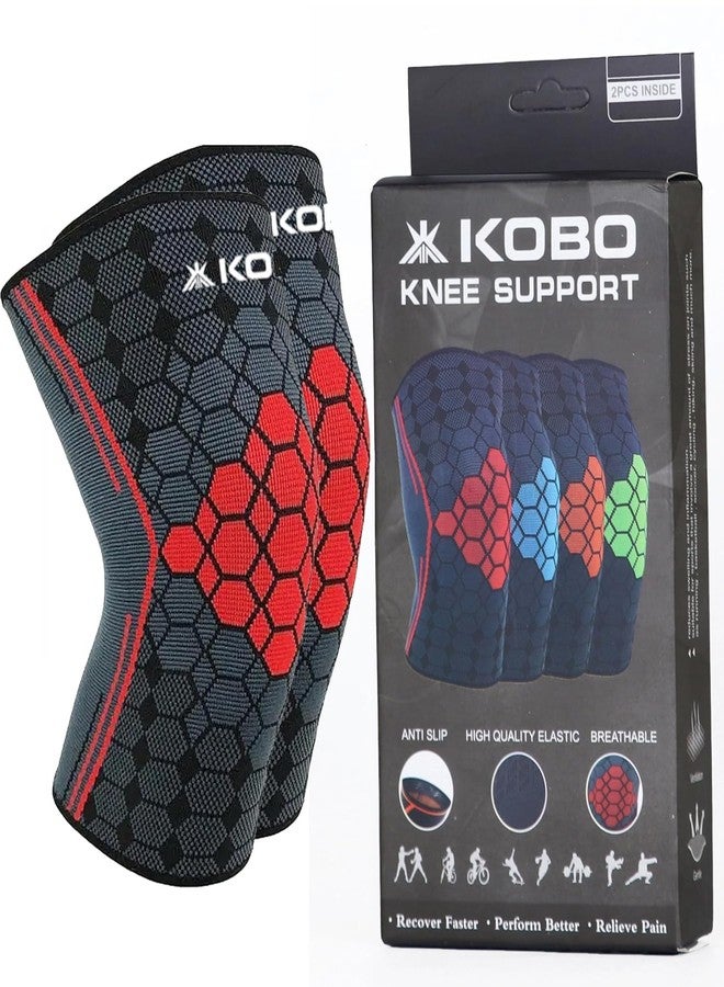 Kobo Nylon Knee Caps for Women&Men Knee Support Knee Cap for Men Knee Pain Knee Support for Women Knee Brace for Knee Pain Relief Products Knee Guard/Knee Belt/Knee Pads for Women Red/M (Imported) - Image 1