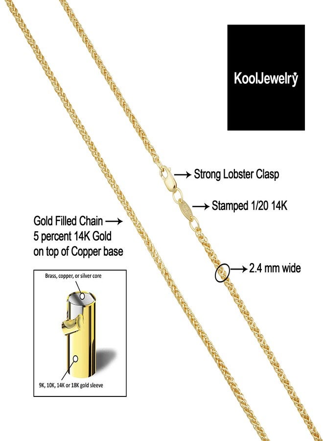 Kooljewelry 14k Yellow Gold Filled Franco Chain Bracelet for Women (2.4 mm, 7.5 inch) - Image 3