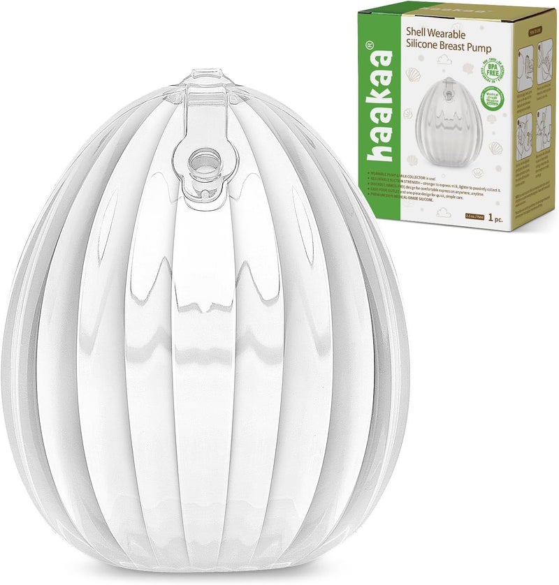 haakaa Shell Breast Pump Wearable Manual Breast Pump  Hands Free Passive Silicone Breastmilk Collection for Nursing Mom Breastfeeding Leak Catcher 75ml1 pc - Image 1