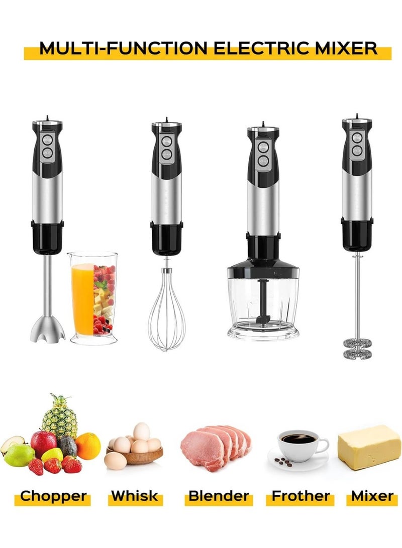 Changli 5-in-1 Hand Immersion Blender, 600W 12 Speed Handheld Blender with 600ml Beaker, 500ml Chopper, Egg Whisk, Milk Frother, Stainless Steel Blades for Soup, Smoothie, Puree  - Image 2
