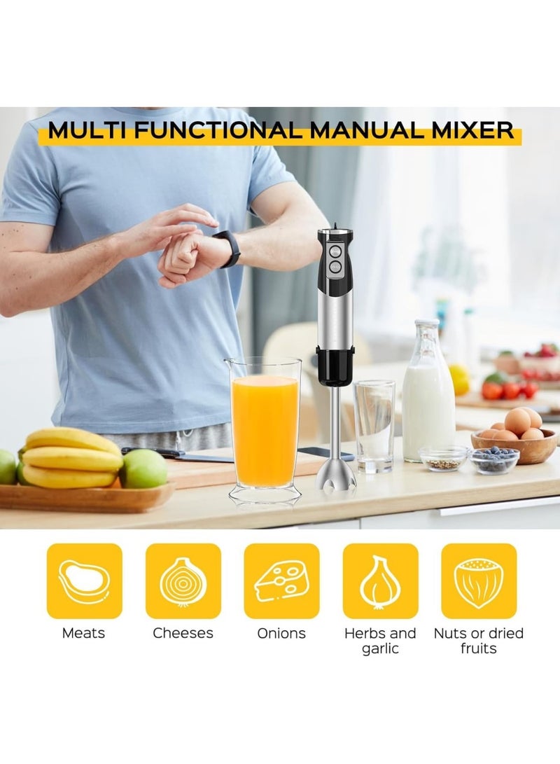 Changli 5-in-1 Hand Immersion Blender, 600W 12 Speed Handheld Blender with 600ml Beaker, 500ml Chopper, Egg Whisk, Milk Frother, Stainless Steel Blades for Soup, Smoothie, Puree  - Image 4