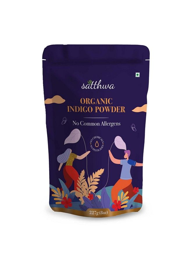 Satthwa Organic Indigo Powder ; 227Gm ; 100% Pure And Natural (Indigofera Tinctoria) ; For Deep Rich Black Hair Colour And Covering Greys - Image 2