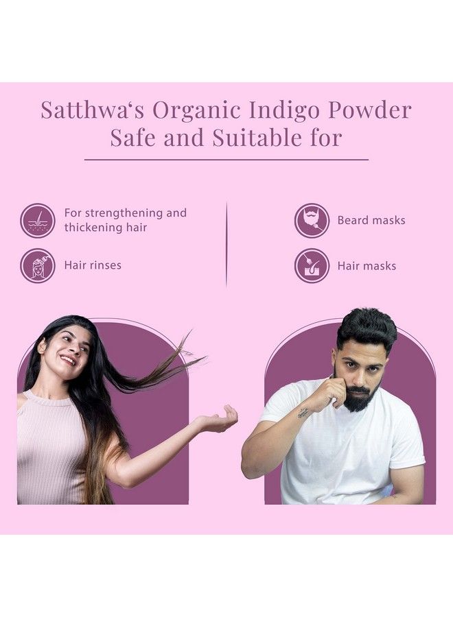 Satthwa Organic Indigo Powder ; 227Gm ; 100% Pure And Natural (Indigofera Tinctoria) ; For Deep Rich Black Hair Colour And Covering Greys - Image 4