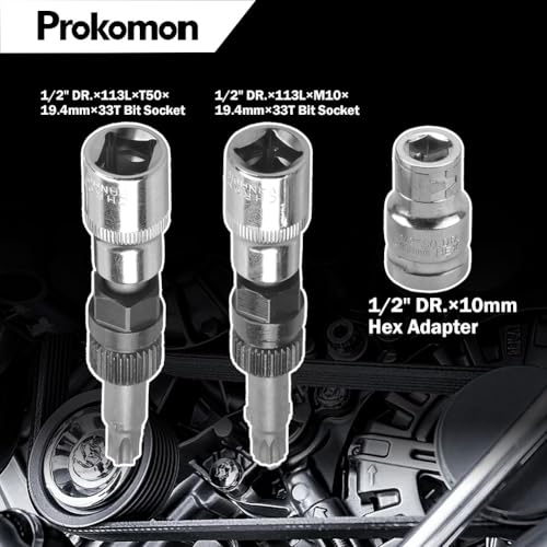Prokomon 13 Pieces Alternator Pulley Tool Kit; Alternator Pulley Removal Tool for Car Pulley Removal Decoupling Puller - Image 5