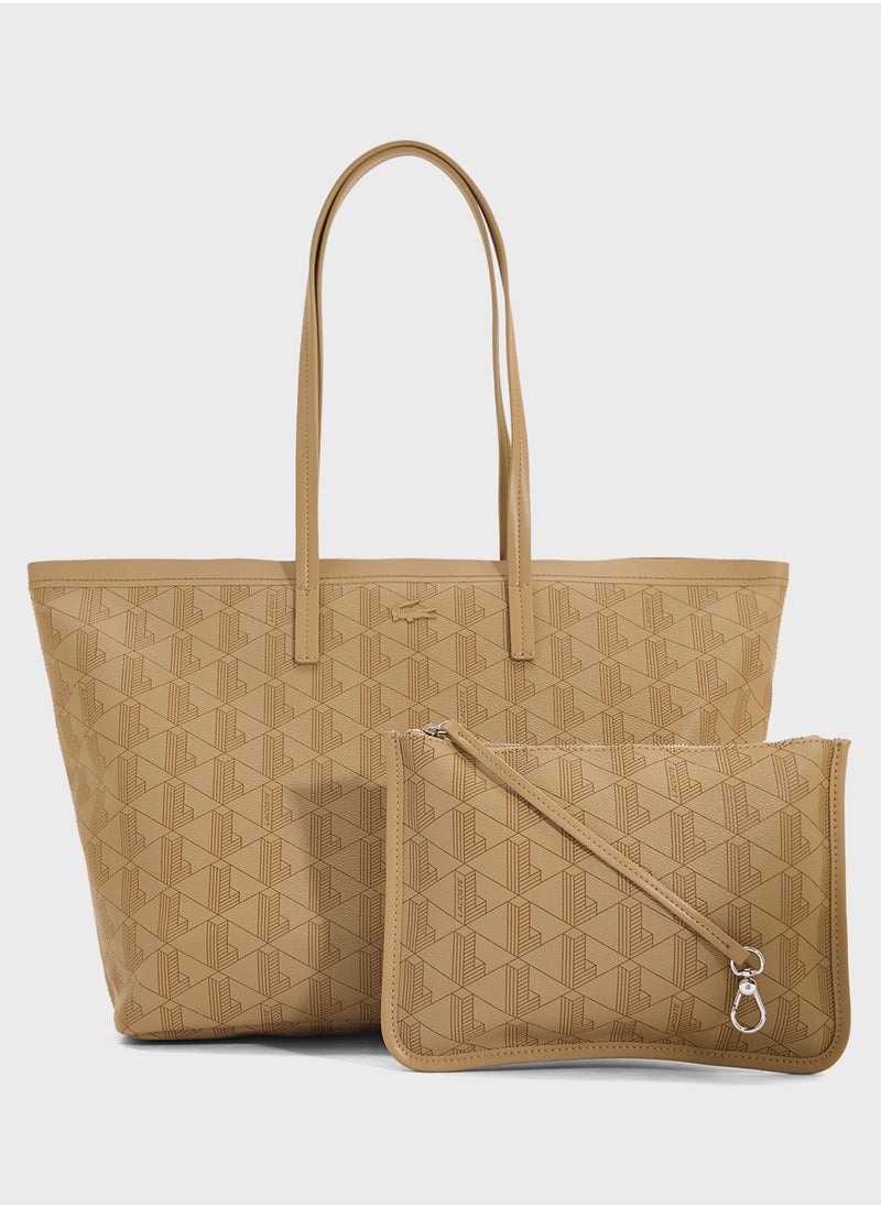 LACOSTE - Monogram Top Handle Zip Over Tote - Image 1