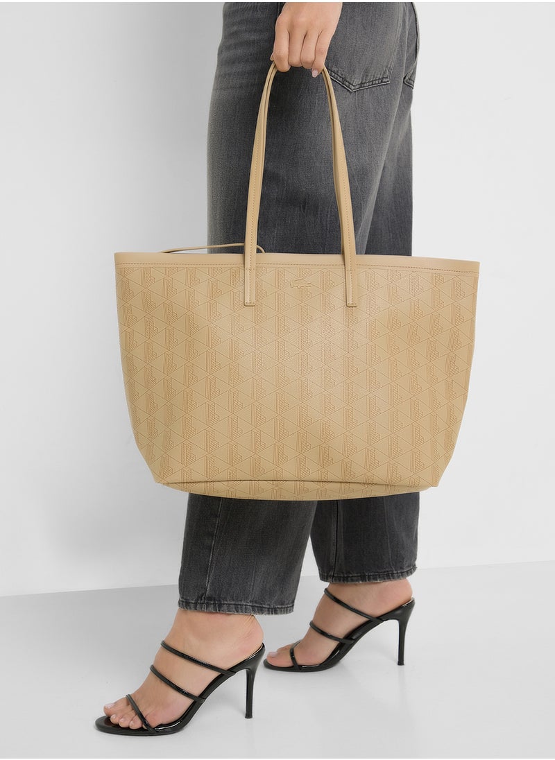 LACOSTE - Monogram Top Handle Zip Over Tote - Image 1