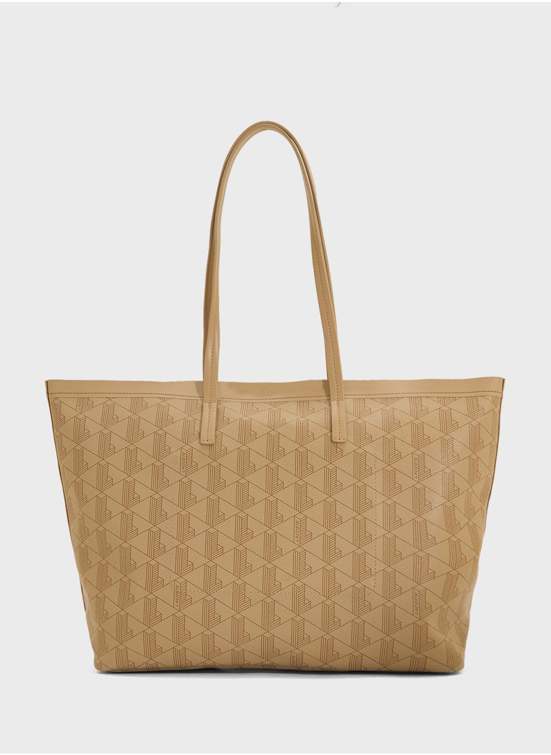 LACOSTE - Monogram Top Handle Zip Over Tote - Image 1