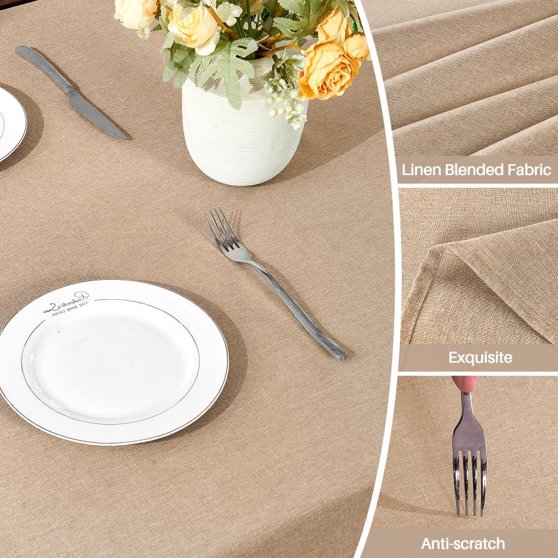 AUSSPVOCT Textured Linen 54 Inch Round Tablecloth Up to 36'' Tables, Waterproof Spill-Proof Fall Table Cloth Wrinkle Free Circle Dining Tablecover for Birthday Farmhouse Easter Holiday Party Decor - Image 4