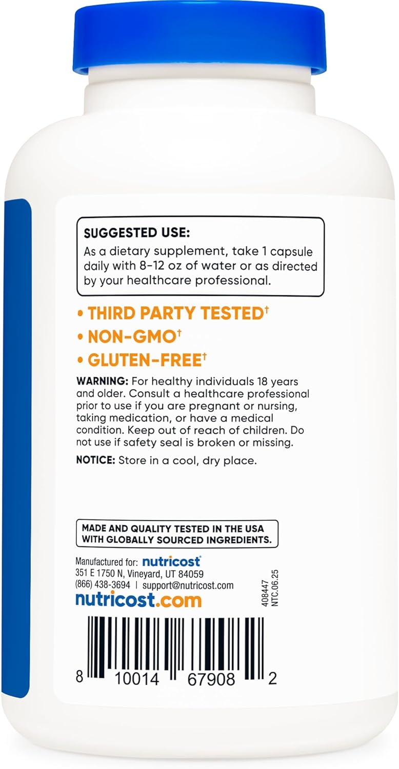 Nutricost نوتريكوست أسيتيل إل كارنيتين ALCAR 500 ملغ 180 كبسولة 180 حصة خالية من الكائنات المعدلة وراثيًا وخالية من الغلوتين 1 كبسولة لكل حصة - Image 5