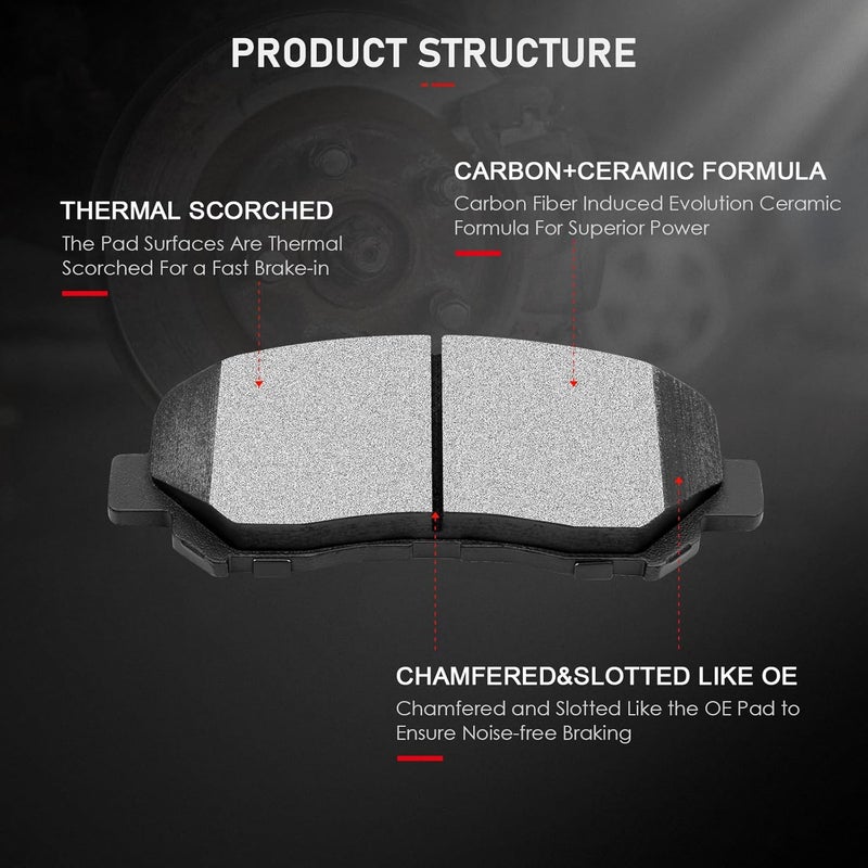 cciyu Ceramic Front and Rear Brake Pad Set for 2013-2016 Dodge Dart - Image 2
