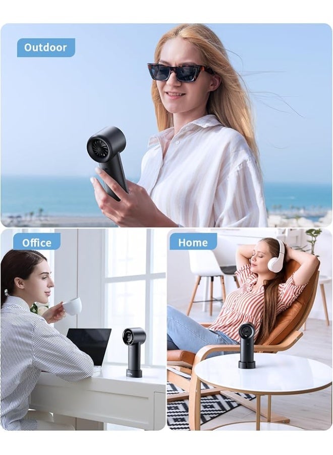 Portable Handheld Turbo Fan, 5 Speed Adjustable Personal Small Fan With Digital Display, Powerful High Speed 6000mAh Battery Operated Cooling Fan With Base For Outdoors, Travel, Home, Desk - Image 2
