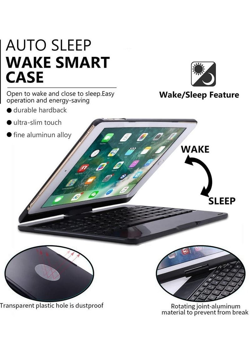 KASTWAVE Keyboard Cover for iPad 10.2" 9th 8th 7th Gen, 2021/2020/2019 iPad Air 3rd Gen iPad Pro 10.5" 7 Color Backlight Smart Sleep-Wake 360 Degree Rotation Slim Wireless Keyboard with Folio Hard Back (Black) - Image 4