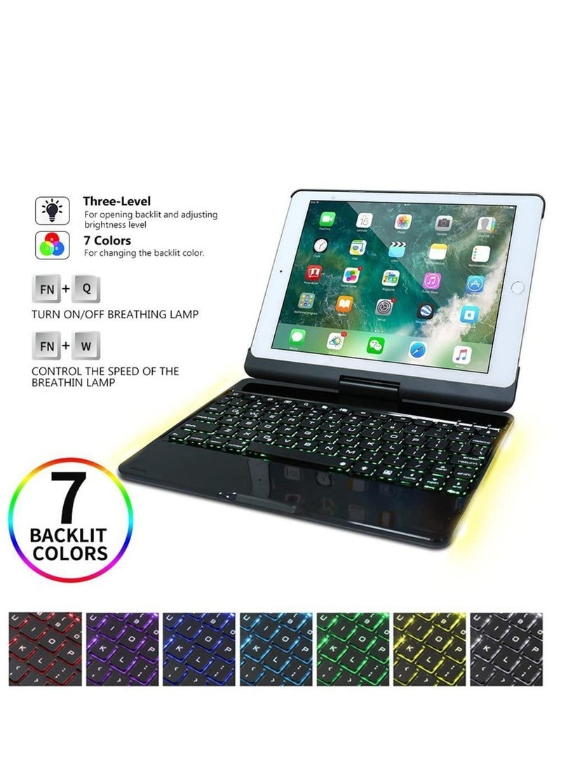 KASTWAVE Keyboard Cover for iPad 10.2" 9th 8th 7th Gen, 2021/2020/2019 iPad Air 3rd Gen iPad Pro 10.5" 7 Color Backlight Smart Sleep-Wake 360 Degree Rotation Slim Wireless Keyboard with Folio Hard Back (Black) - Image 3