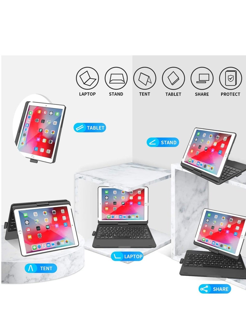KASTWAVE Keyboard Cover for iPad 10.2" 9th 8th 7th Gen, 2021/2020/2019 iPad Air 3rd Gen iPad Pro 10.5" 7 Color Backlight Smart Sleep-Wake 360 Degree Rotation Slim Wireless Keyboard with Folio Hard Back (Black) - Image 5