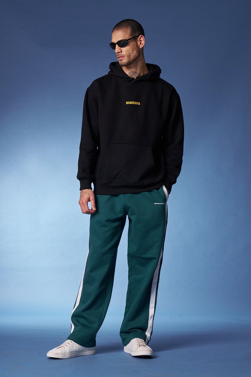 Bonkers Corner Bottle Green Sporty Straight Fit Pants for Men's - Image 1