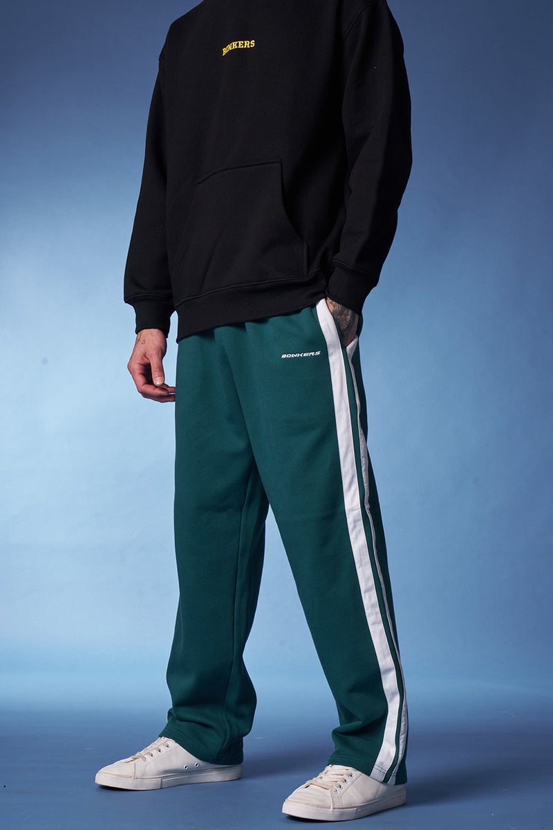 Bonkers Corner Bottle Green Sporty Straight Fit Pants for Men's - Image 2
