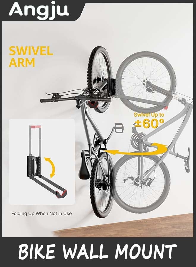 Angju Swivel Bike Wall Mount, No Heavy Lifting Required Bike Wall Mount, Bike Hangers for Garage, Space-Saving Bike Rack Garage, Easy to Load and Unload, Bike Hanger Can Hold Up to 35kg - Image 5