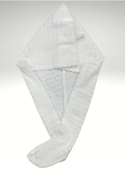 1Chase Ribbed Cotton Hair Towel Wrap White