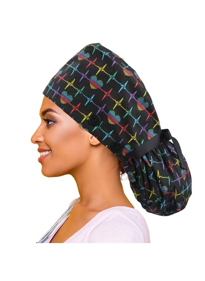 ABAMERICA - Ponytail Scrub Caps For Women Surgical Caps Nurse Hat With Functional Ponytail Holder For Long Hair Single Or Satin Lined - Image 1