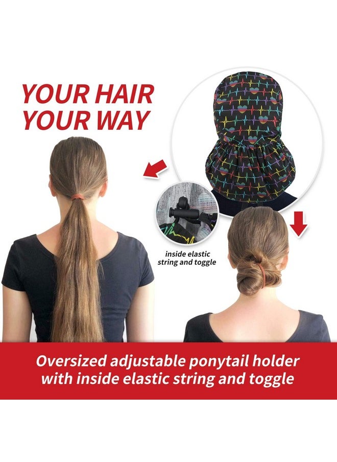 ABAMERICA - Ponytail Scrub Caps For Women Surgical Caps Nurse Hat With Functional Ponytail Holder For Long Hair Single Or Satin Lined - Image 1
