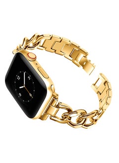 O Ozone Stainless Steel Bands For Apple Watch Series 10 9 8 7 6 5 4 SE , 38/40/41/42mm, Cool Chain Metal Bracelet Smartwatch Band- Gold  - Image 1