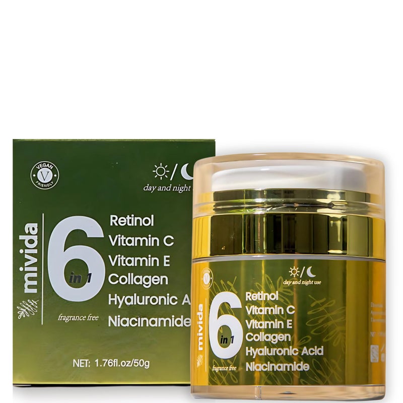mivida Advanced Retinol Cream for Face  Neck  6in1 AntiAging Moisturizer with Collagen Hyaluronic Acid Vitamin C  E  Firming Hydrating WrinkleReducing  Daily Face Cream  17 fl oz