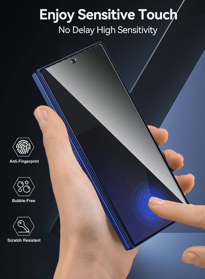 بشكل مختصر [2+2 حزمة] واقي شاشة خصوصية من زجاج مقوى 9H لسامسونج جالاكسي فولد 7 5G (2025)، مقاوم للخدوش، تغطية كاملة، تركيب سهل، علبة تحتوي على 2 قطعة واقي شاشة خصوصية (مضاد للتجسس) و 2 قطعة واقي عدسة الكاميرا. - Image 4