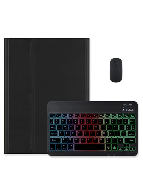 حقيبة كيبورد قابلة للفصل والتوافق مع جهاز Huawei MatePad SE 11 2024 بحجم 11 بوصة - كيبورد لاسلكي بانوراما RGB مع إضاءة لونية 7 ألوان مع ماوس ثنائي الوضع لجهاز Huawei MatePad SE 11.