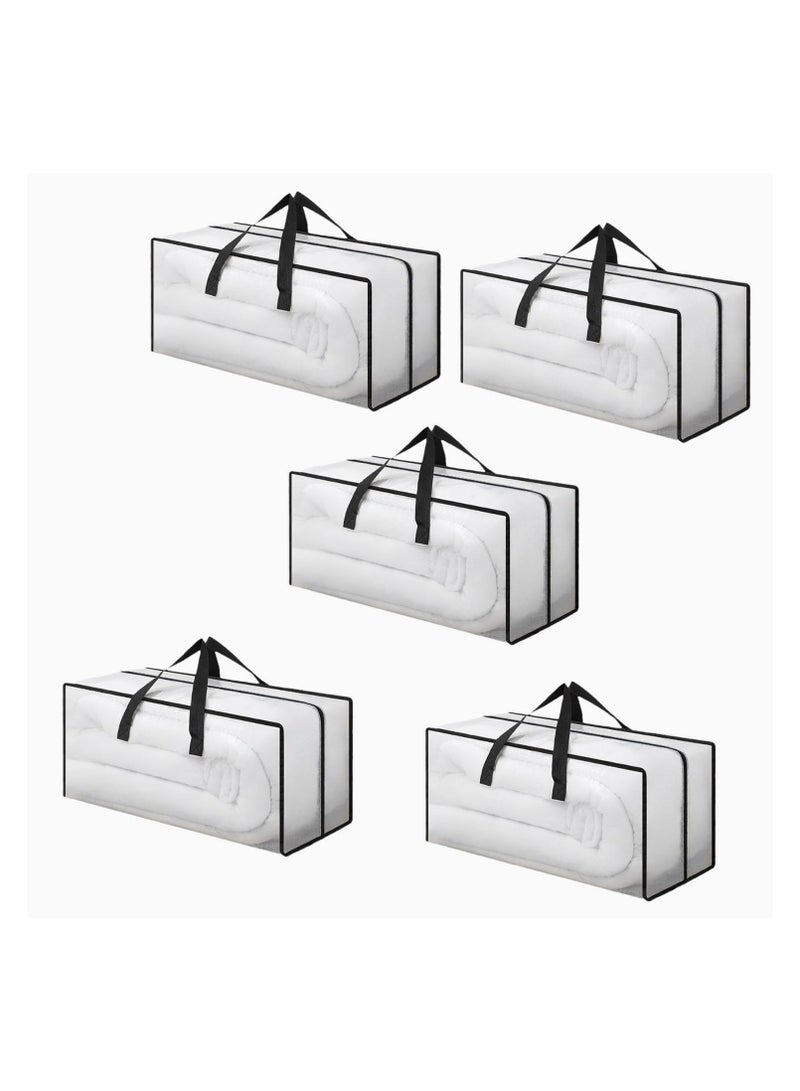 Beauenty 5 Pack Extra Large Clear Moving Bags,Heavy Duty Storage Bags With Zipper For College Dorm Room Essentials,Alternative To Moving Boxes,Can Store Clothes,Shoes,Toys,And Decorations Etc