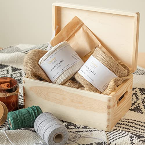 Creative Deco Large Wooden Storage Box with Hinged Lid | 11.8 x 7.87 x 5.51 in (+-0.5) | Plain Unpainted Gift Box with Handles for Tool Toy Shoes Kitchen Clothes Jewelry | Rough & UNSANDED Wood - Image 5