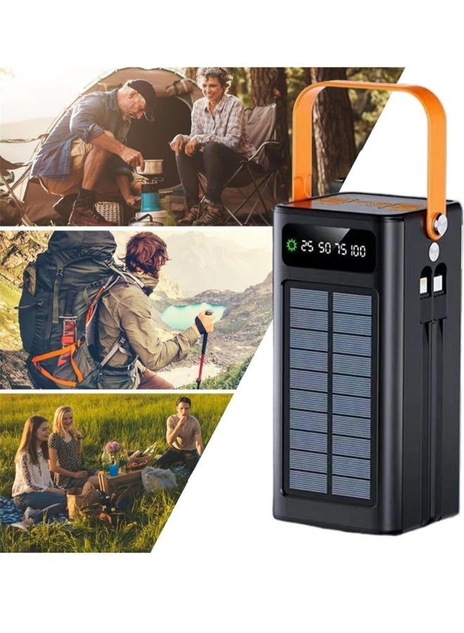 HOMESTAR Solar Power Bank 80000mAh, 4 Integrated Cables, Solar Charging Power Bank with Digital Display, Portable Charger with USB-C, Lightning, USB-A, Micro USB Output, Portable Solar Charger, Ideal for Camping, Travel, Outdoor - Image 5