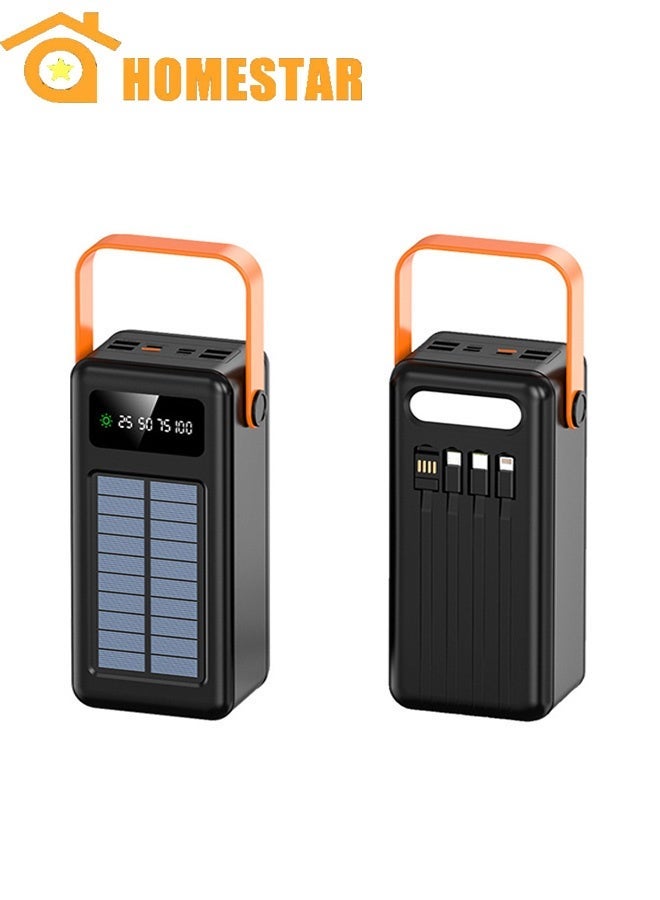 HOMESTAR Solar Power Bank 80000mAh, 4 Integrated Cables, Solar Charging Power Bank with Digital Display, Portable Charger with USB-C, Lightning, USB-A, Micro USB Output, Portable Solar Charger, Ideal for Camping, Travel, Outdoor - Image 1